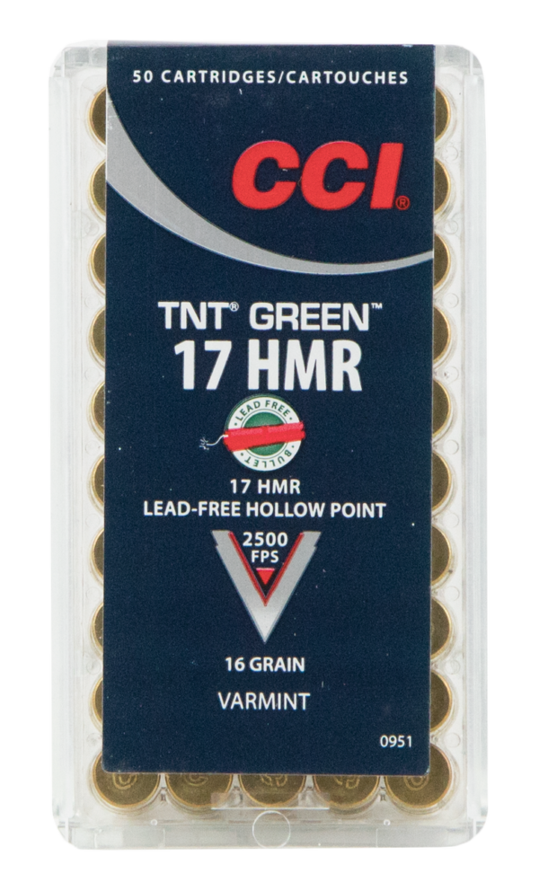17 HMR Varmint CCI 16 Grain Speer TNT Green Lead Free HP 0951 - 50 Rounds