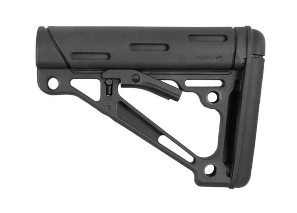 AR-15/M-16 OverMolded Collapsible Buttstock - Fits Commercial Buffer Tube - Black Rubber