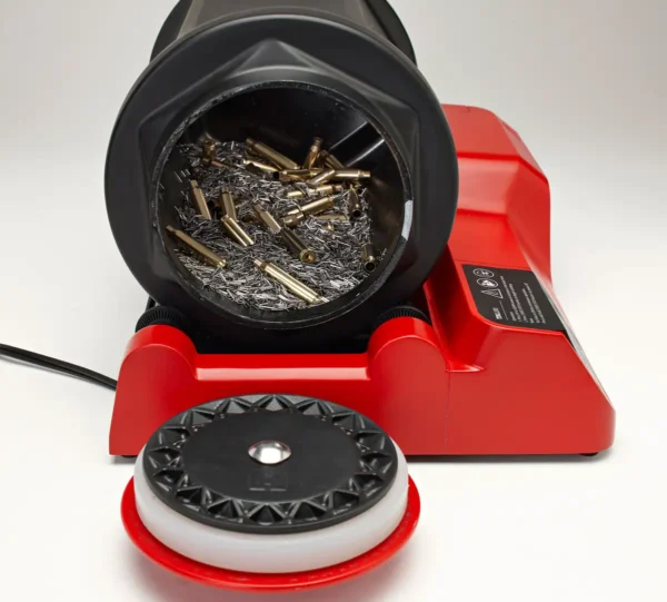 1410995049 050220 Rotary Case Tumbler inside with steel pin media