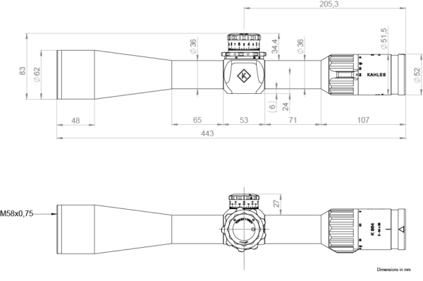 Kahles K864 8-64x56 Rifle Scope - Reticle MOAK+
