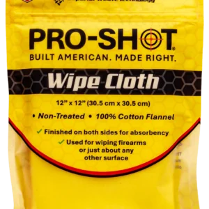 Pro-Shot Non-Treated Wiping Cloths 3 Pack, made from 100% cotton flannel for cleaning guns, knives, optics and tools. Reusable and machine washable